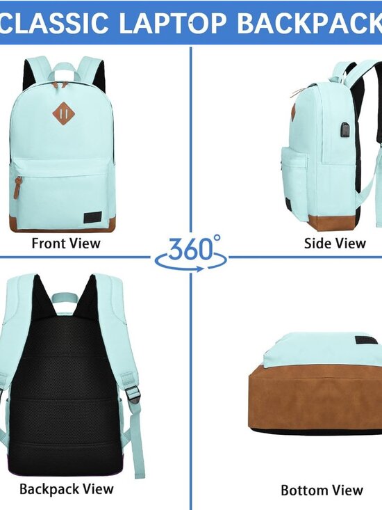 Laptop Backpack 17.3 Inch USB Charging Water Resistant Travel Bag